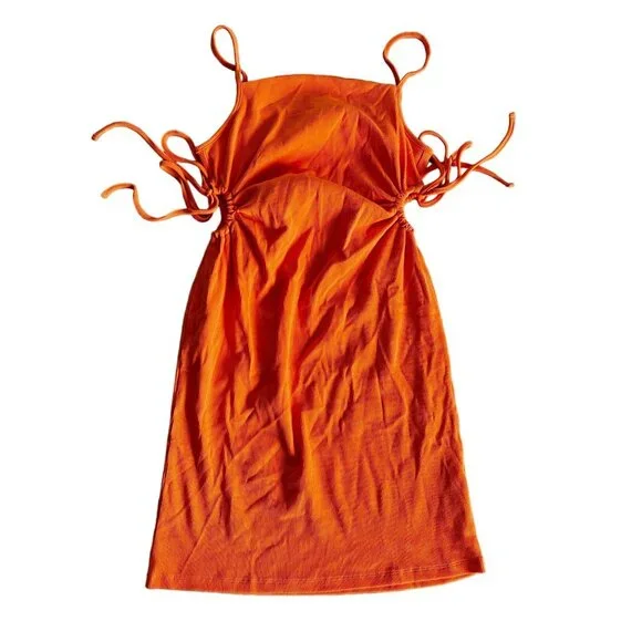 zara orange dress cut out Zara- Cut out waist maxi dress